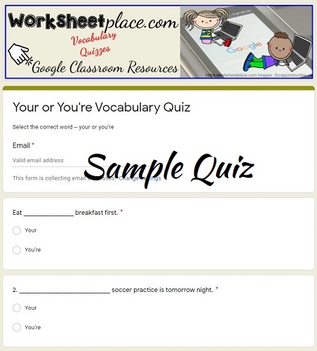 Your or You're Worksheet