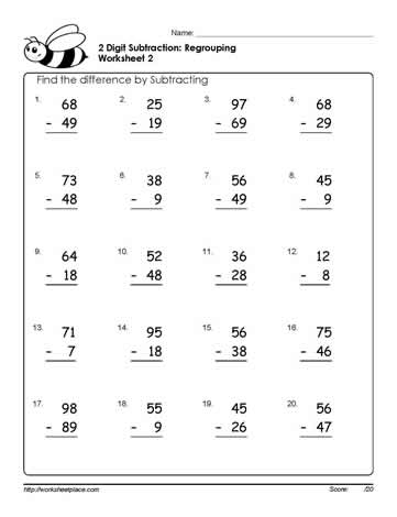2 Digit Subtraction Worksheet-2