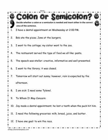 29 Semicolon And Colon Worksheet - Worksheet Data Source