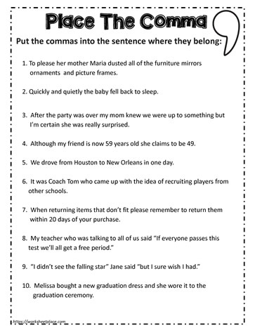 All Worksheets » Commas Worksheets  Printable Worksheets Guide for Children and Parents