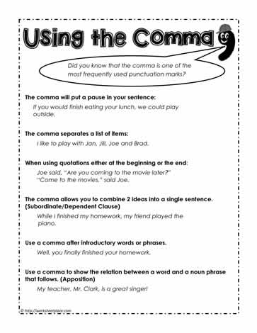 31 Using Commas Correctly Worksheet Worksheet Resource Plans