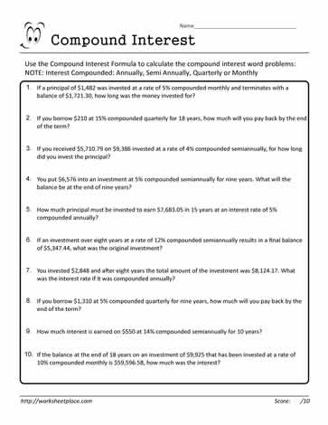 Compound Interest Worksheet 23
