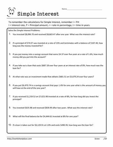 Simple Interest Worksheet 24