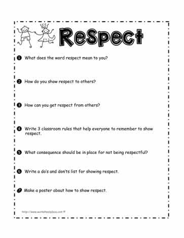 Respect Worksheet Worksheets