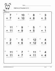Adding Doubles to 12 Worksheet-5