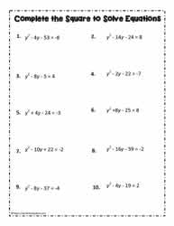 Completing-the-Square Worksheets