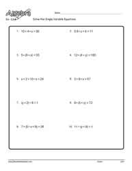 Single Variable Equation Worksheet 10