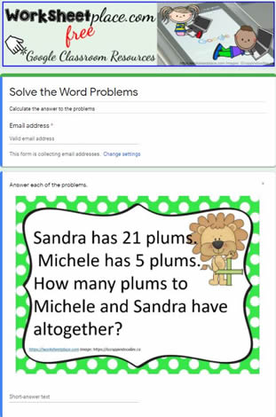 Addition Word Problems to 100-10