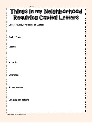 Capital Letters Worksheet