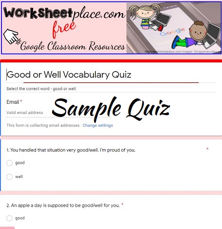 Good or Well Vocabulary Quiz