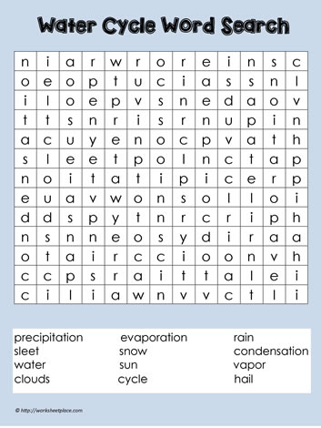 Water Cycle Word Search