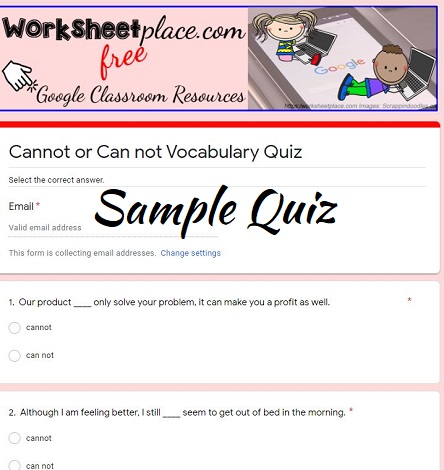 Cannot or Can not Worksheets