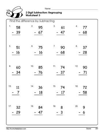 2 Digit Subtraction Worksheet-3