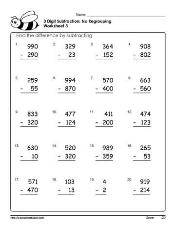 3 Digit Subtraction Worksheets-3