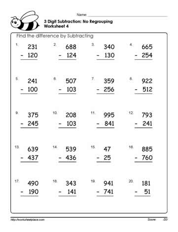 3 Digit Subtraction Worksheets-4