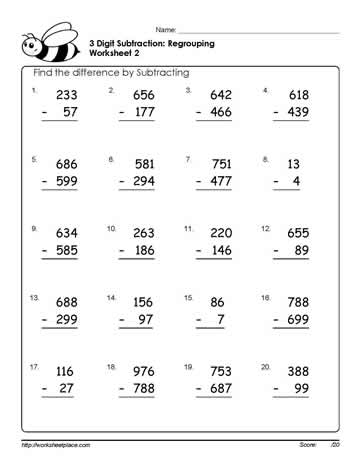 3 Digit Subtraction Worksheets-2
