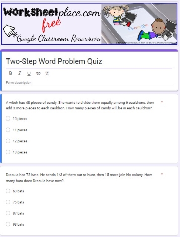 2 Step Word Problems Worksheets