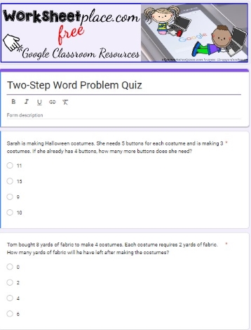 2 Step Word Problems Worksheets