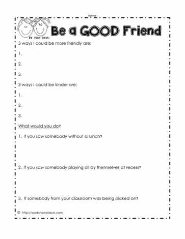 How to Be A Better Friend Worksheets