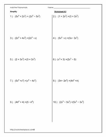27 Operations With Polynomials Worksheet - Worksheet Information