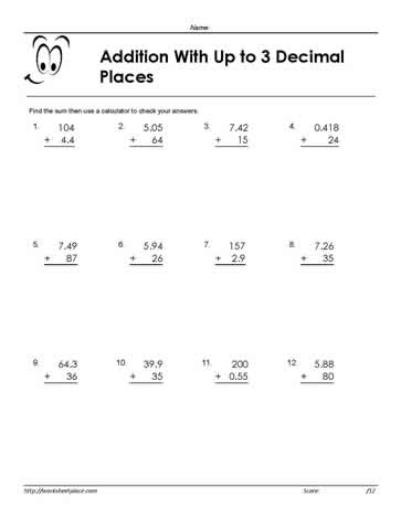 Adding Decimals 3 Places 4