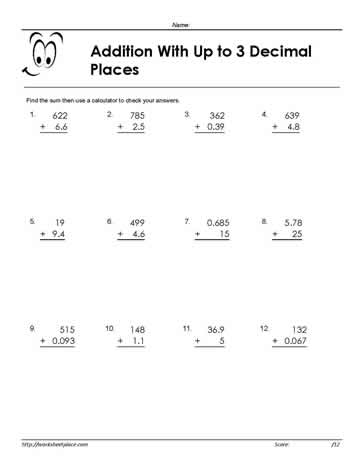 Adding Decimals 3 Places 5