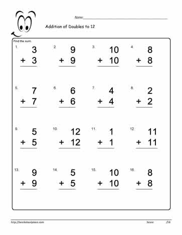 Adding Doubles to 12 Worksheet-8