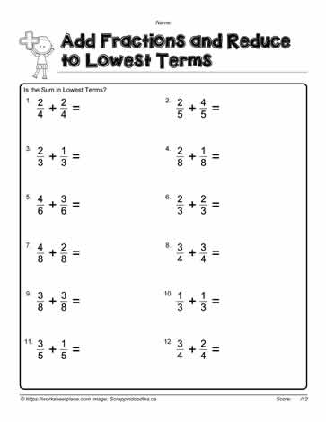Adding Fractions with Common Denominators 2 Worksheets