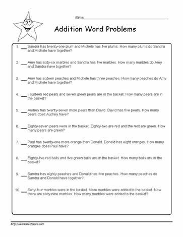 Addition Word Problems to 100-10