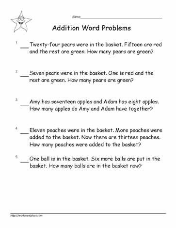 Addition Word Problems to 20-3