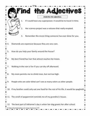 Adjective Worksheet Worksheets