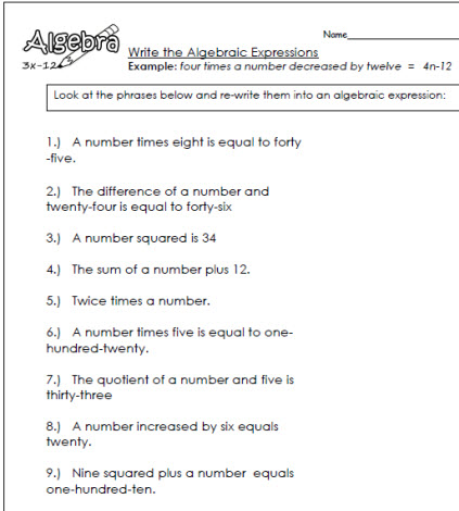 Algebraic Expressions 2