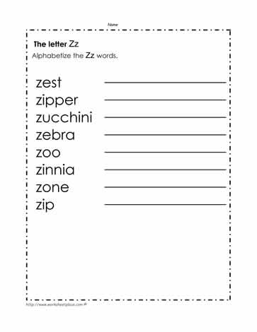 Alphabetize the Words with Z
