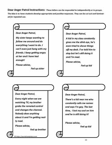 Writing Activity for Anger