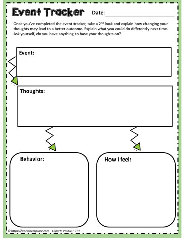 Tracker for Anxiety/Worry Events Worksheets