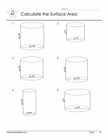Surface Area Of Cylinder Worksheet