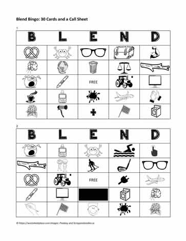 Consonant Blend Bingo Cards 1-2