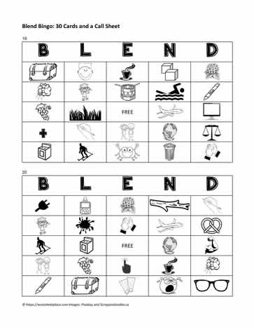 Consonant Blend Bingo Cards 19-20