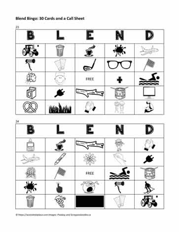 Consonant Blend Bingo Cards 21-22
