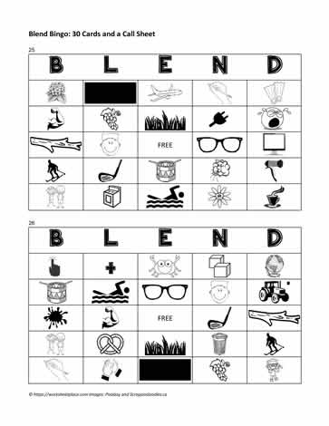 Consonant Blend Bingo Cards 25-26
