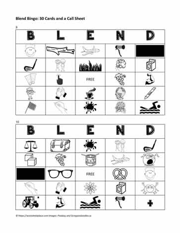 Consonant Blend Bingo Cards 9-10