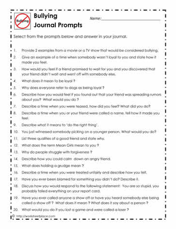 Bullying Journal Prompts