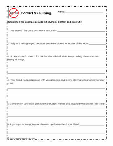 Bullying or Conflict Worksheet