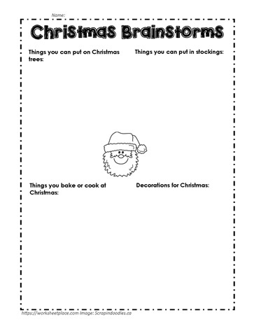 Christmas Brainstorms, Christmas Worksheet