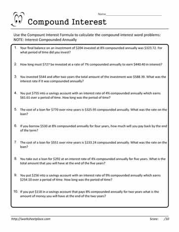Compound Interest Worksheet 04
