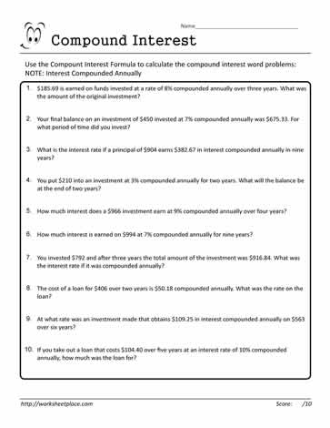 Compound Interest Worksheet 03