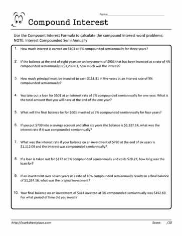Compound Interest Worksheet 06