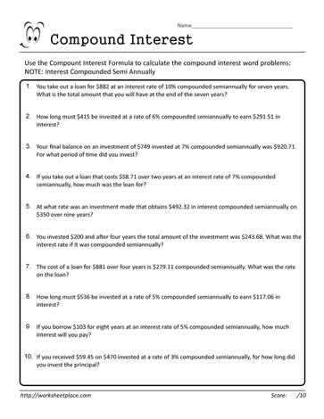 Compound Interest Worksheet 09