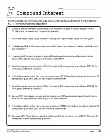 Compound Interest Worksheet 11