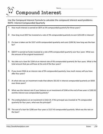 Compound Interest Worksheet 14